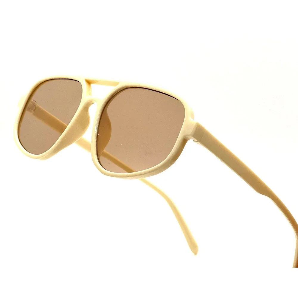 Vintage Retro Sunglasses 70s Yellow Tinted Aviator Large Sun Glasses for Men New
